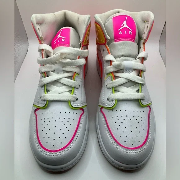 Nike Air Jordan 1 SE GS Edge Glow Shoes Neon 80s Sneakers Jordans IV XI - Picture 4 of 12